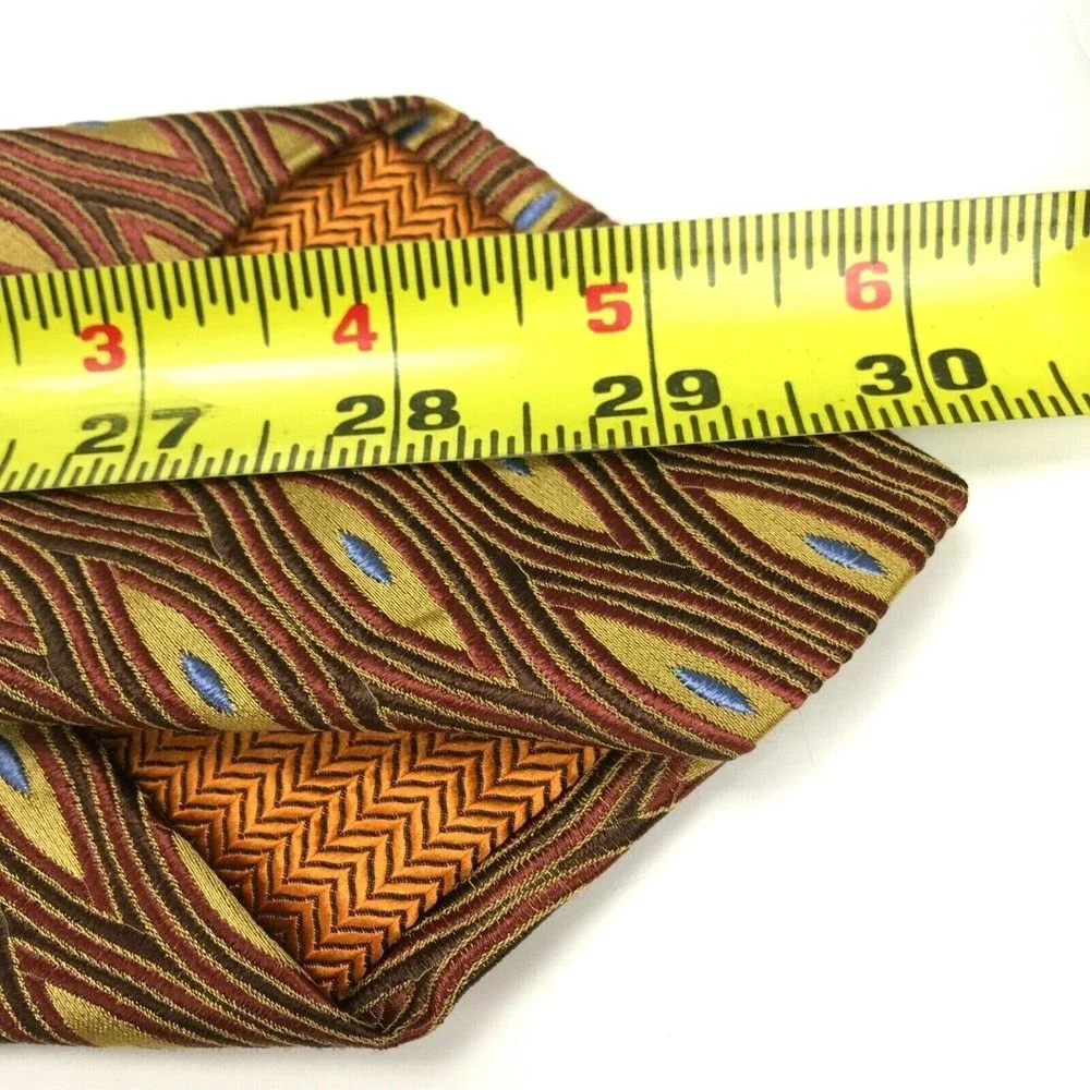 CHELSEA By Robert Talbott Geometric Brown Red Gold Blue Elegant Silk Necktie 60